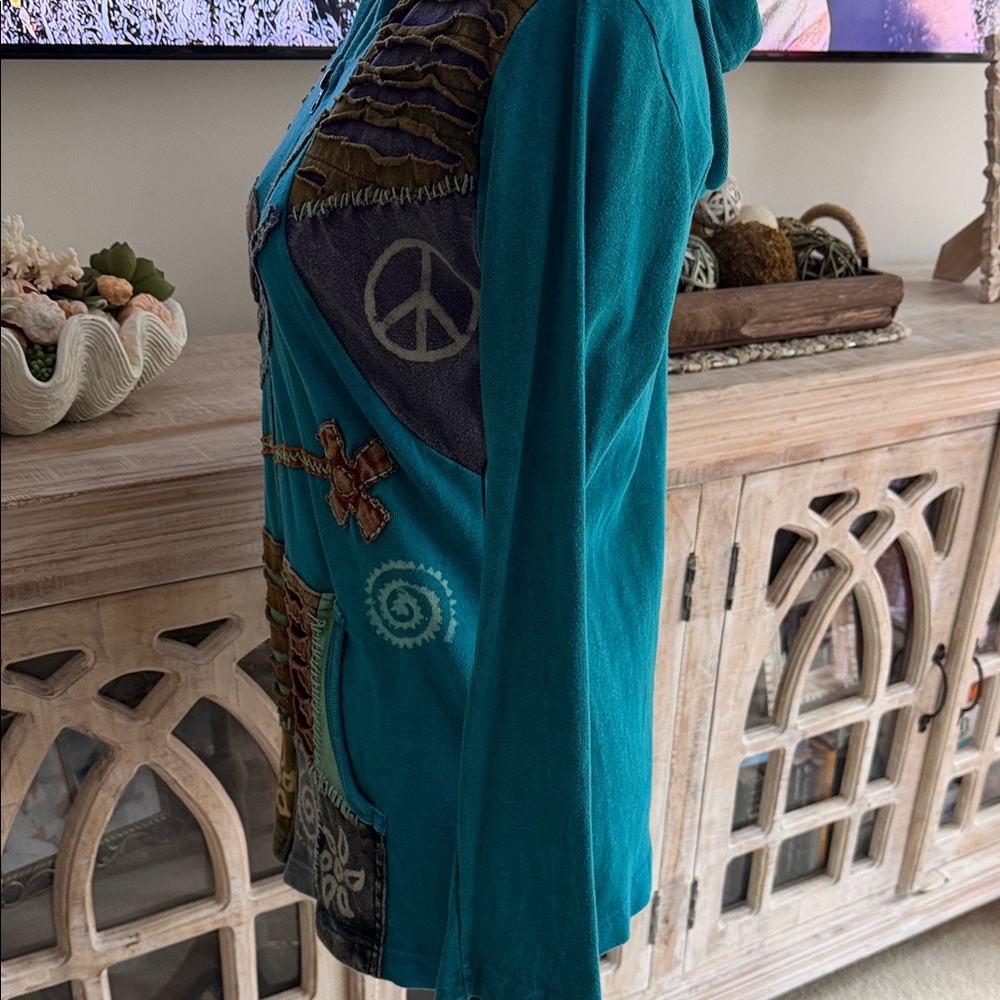 Rising International Teal Patchwork Jacket - image 6